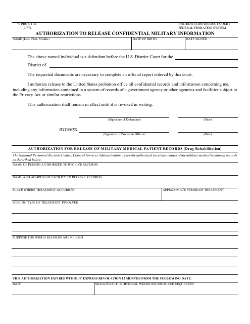 Form PROB11A Authorization to Release Confidential Military Information