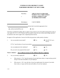 Document preview: Application to Proceed Without Full Prepayment of Fees; Affidavit and Authorization Form - New York