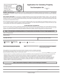 Form 11.17 Application for Cemetery Property Tax Exemption - Harris County, Texas
