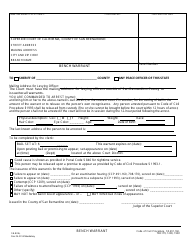 Document preview: Form SB-8336 Bench Warrant - County of San Bernardino, California