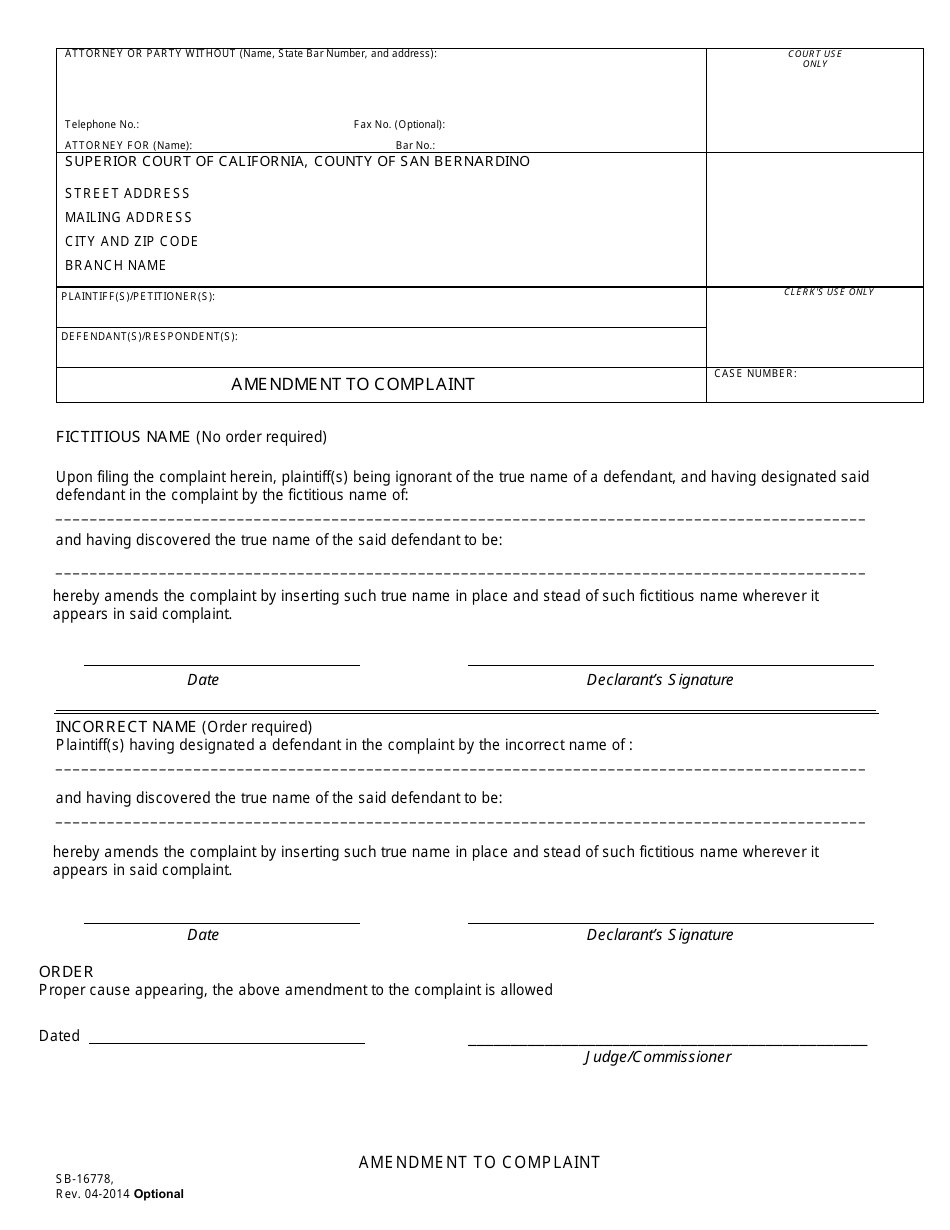 Form SB-16778 - Fill Out, Sign Online and Download Printable PDF ...