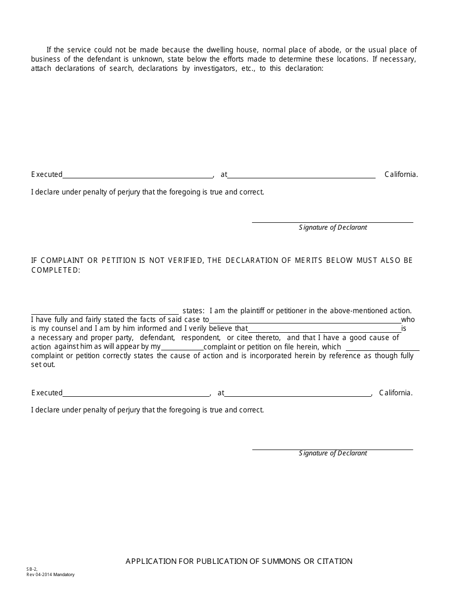 Form SB-2 - Fill Out, Sign Online and Download Printable PDF, County of ...