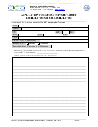 Document preview: Form DIV-F-01 Application for Nurse Support Group Facilitator or Co-facilitator - California