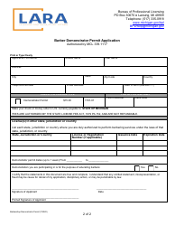 Barber Demonstrator Permit Application - Michigan, Page 2