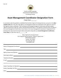 Document preview: Form WV-101 Asset Management Coordinator Designation Form - West Virginia
