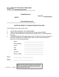 Document preview: Form EFM-CIV-5 Notice of Intent to Cease E-Filing in This Case - New York