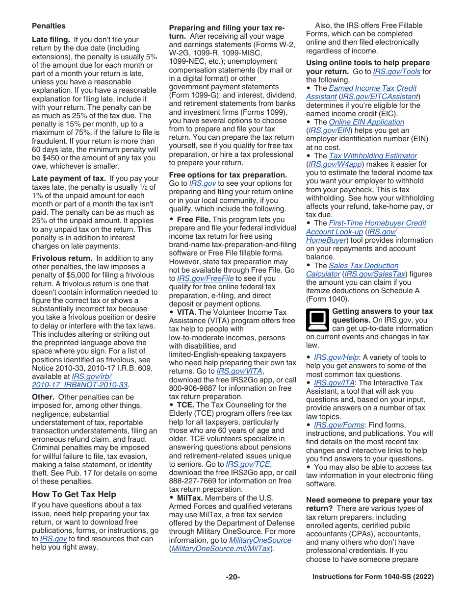 Instructions for IRS Form 1040-SS U.S. Self-employment Tax Return (Including the Additional Child Tax Credit for Bona Fide Residents of Puerto Rico), Page 20