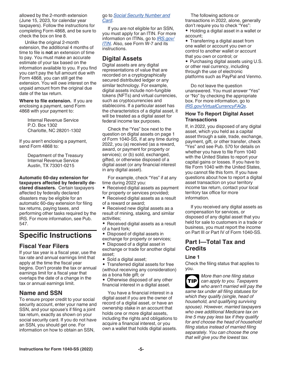 Instructions for IRS Form 1040-SS U.S. Self-employment Tax Return (Including the Additional Child Tax Credit for Bona Fide Residents of Puerto Rico), Page 5
