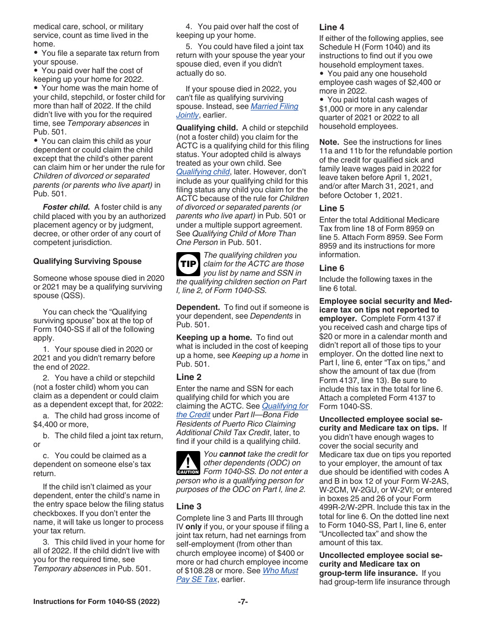 Instructions for IRS Form 1040-SS U.S. Self-employment Tax Return (Including the Additional Child Tax Credit for Bona Fide Residents of Puerto Rico), Page 7