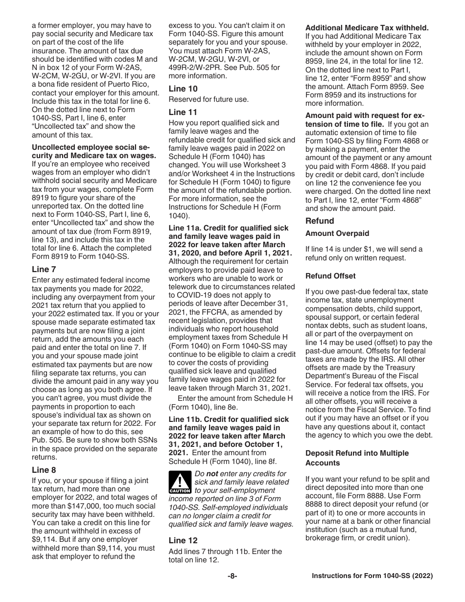 Instructions for IRS Form 1040-SS U.S. Self-employment Tax Return (Including the Additional Child Tax Credit for Bona Fide Residents of Puerto Rico), Page 8