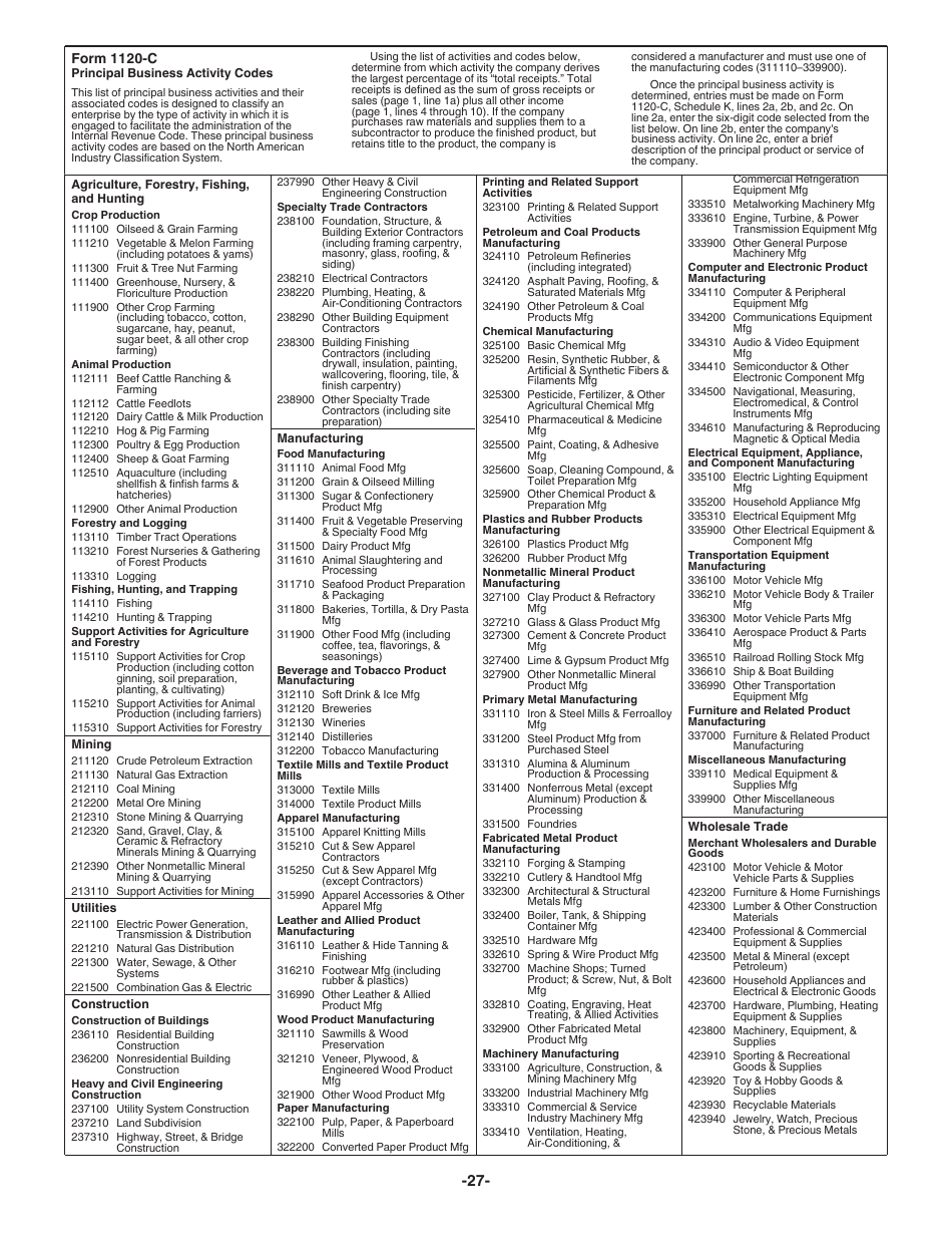 Instructions for IRS Form 1120-C U.S. Income Tax Return for Cooperative Associations, Page 27