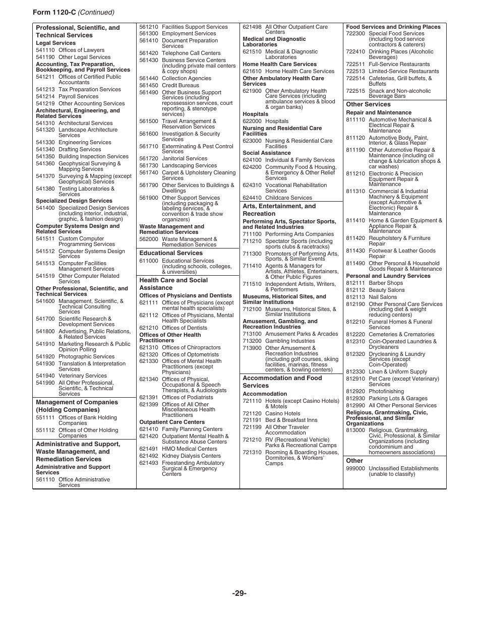 Instructions for IRS Form 1120-C U.S. Income Tax Return for Cooperative Associations, Page 29