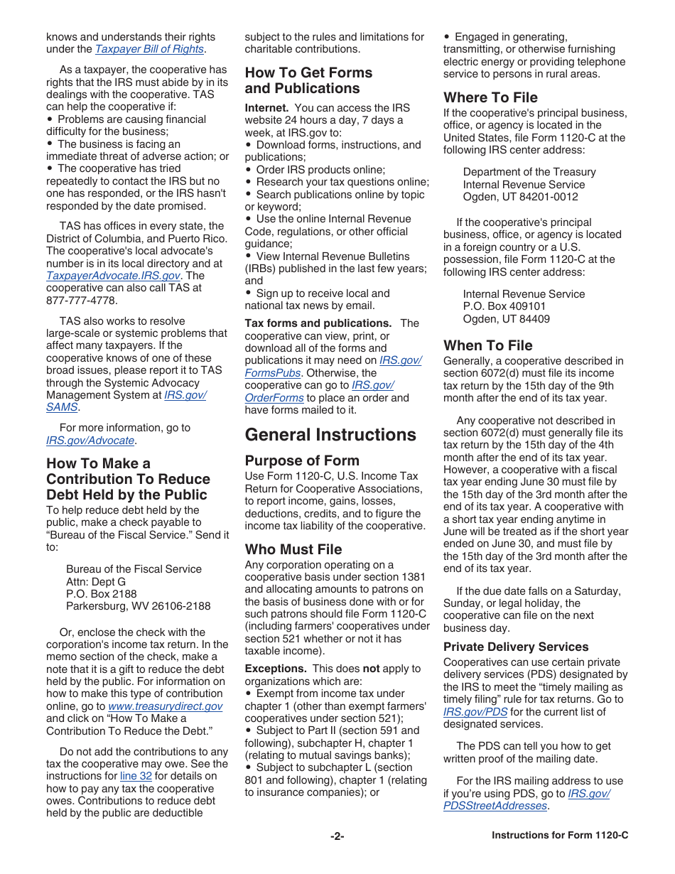 Instructions for IRS Form 1120-C U.S. Income Tax Return for Cooperative Associations, Page 2