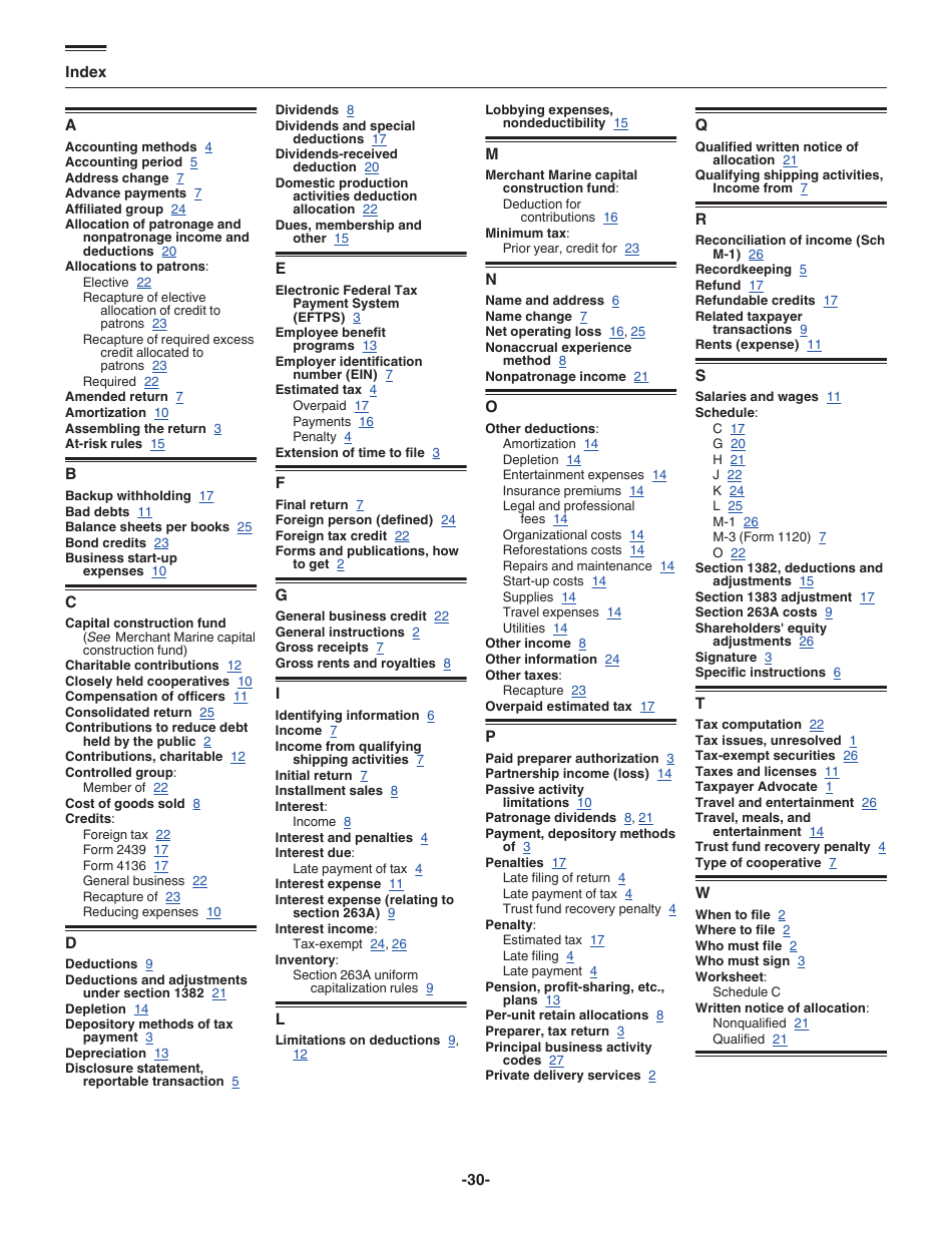 Instructions for IRS Form 1120-C U.S. Income Tax Return for Cooperative Associations, Page 30
