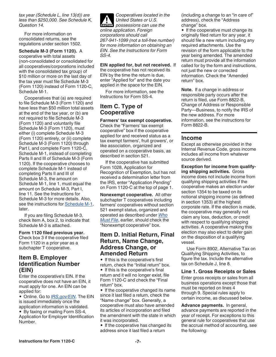 Instructions for IRS Form 1120-C U.S. Income Tax Return for Cooperative Associations, Page 7