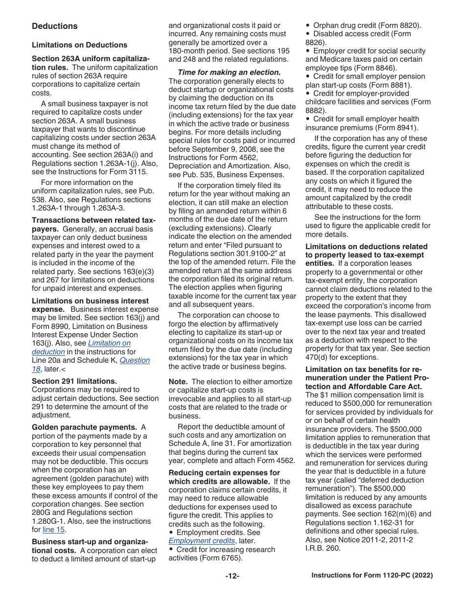 Instructions for IRS Form 1120-PC U.S. Property and Casualty Insurance Company Income Tax Return, Page 12