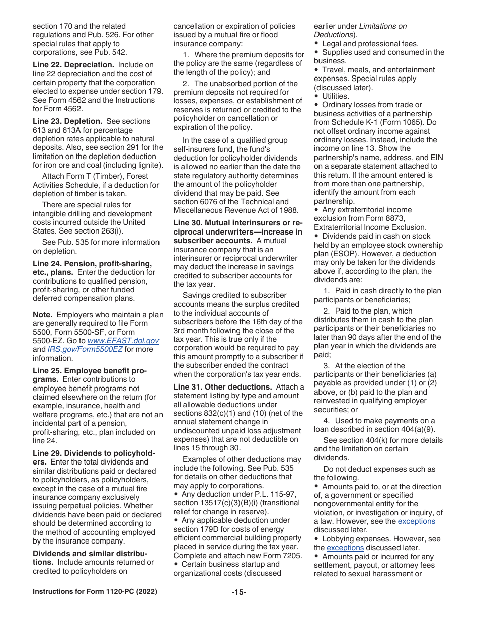 Instructions for IRS Form 1120-PC U.S. Property and Casualty Insurance Company Income Tax Return, Page 15