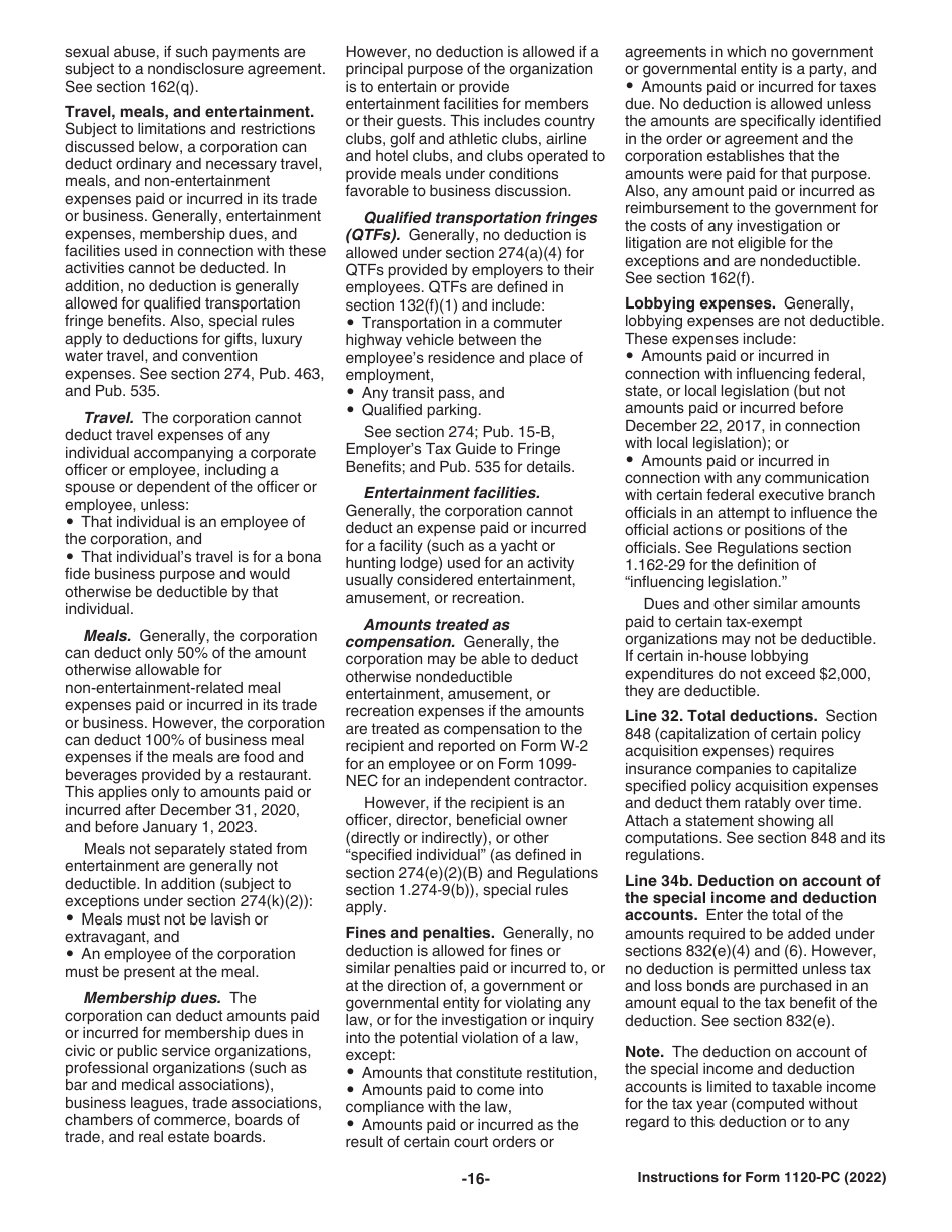 Instructions for IRS Form 1120-PC U.S. Property and Casualty Insurance Company Income Tax Return, Page 16