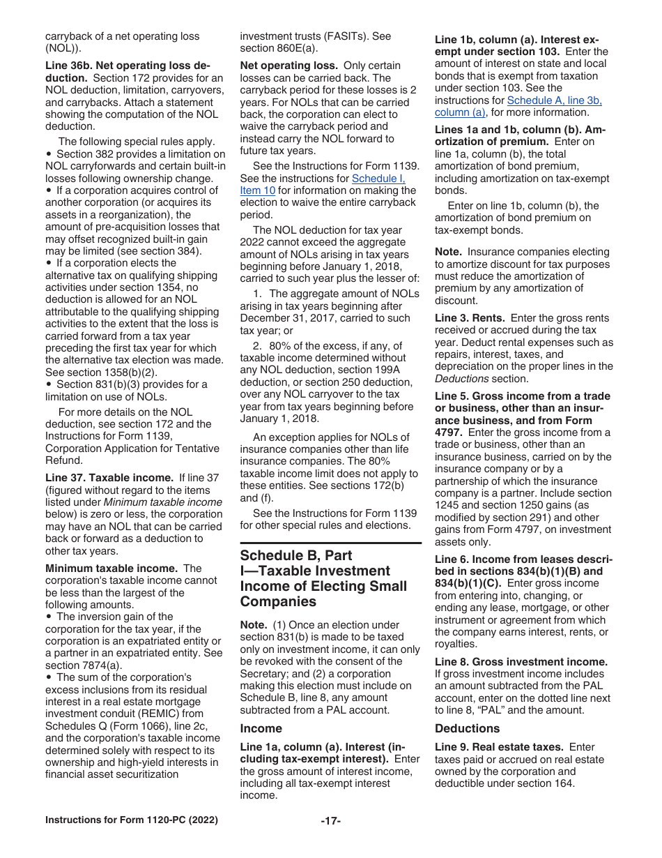 Instructions for IRS Form 1120-PC U.S. Property and Casualty Insurance Company Income Tax Return, Page 17