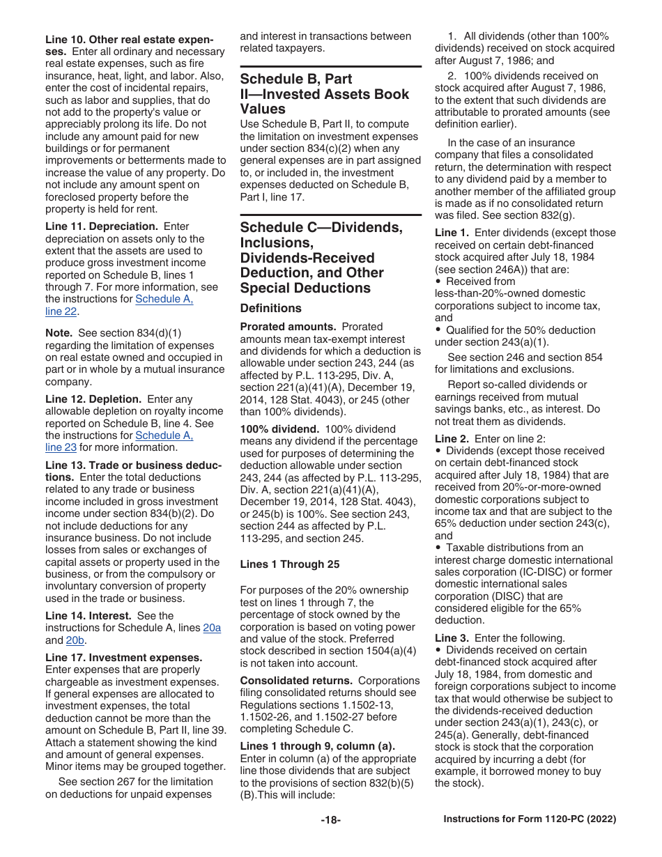Instructions for IRS Form 1120-PC U.S. Property and Casualty Insurance Company Income Tax Return, Page 18