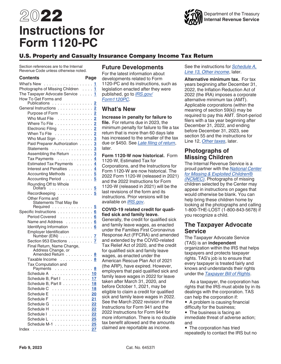 Instructions for IRS Form 1120-PC U.S. Property and Casualty Insurance Company Income Tax Return, Page 1