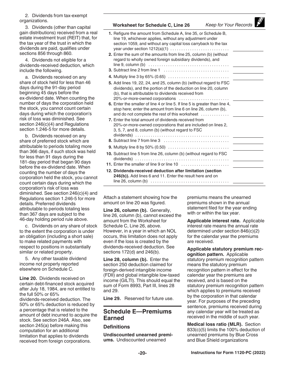 Instructions for IRS Form 1120-PC U.S. Property and Casualty Insurance Company Income Tax Return, Page 20