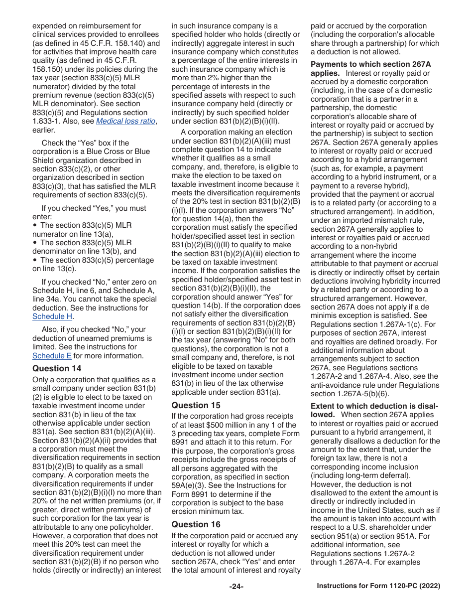 Instructions for IRS Form 1120-PC U.S. Property and Casualty Insurance Company Income Tax Return, Page 24