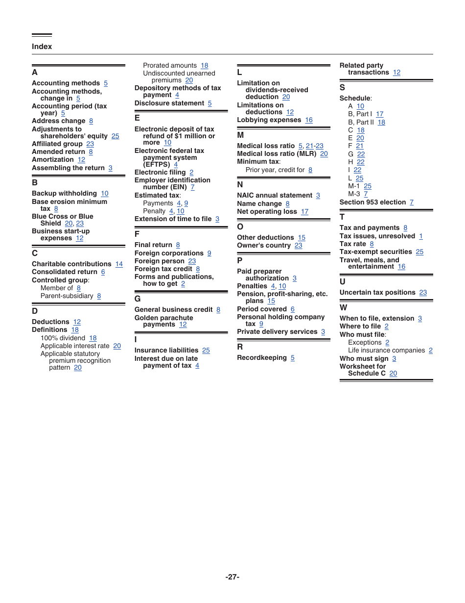 Instructions for IRS Form 1120-PC U.S. Property and Casualty Insurance Company Income Tax Return, Page 27