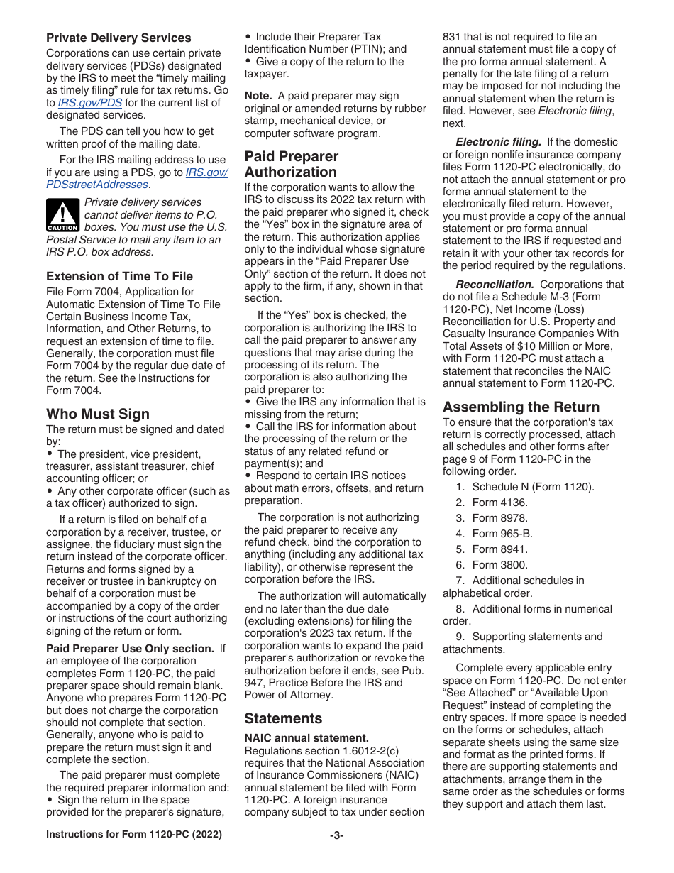 Instructions for IRS Form 1120-PC U.S. Property and Casualty Insurance Company Income Tax Return, Page 3
