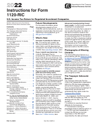 Document preview: Instructions for IRS Form 1120-RIC U.S. Income Tax Return for Regulated Investment Companies