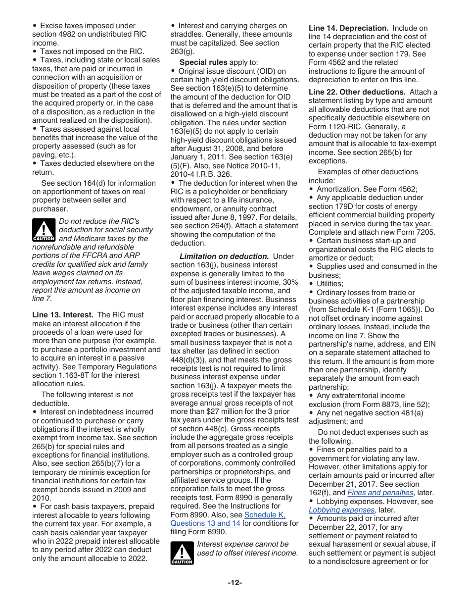 Instructions for IRS Form 1120-RIC U.S. Income Tax Return for Regulated Investment Companies, Page 12