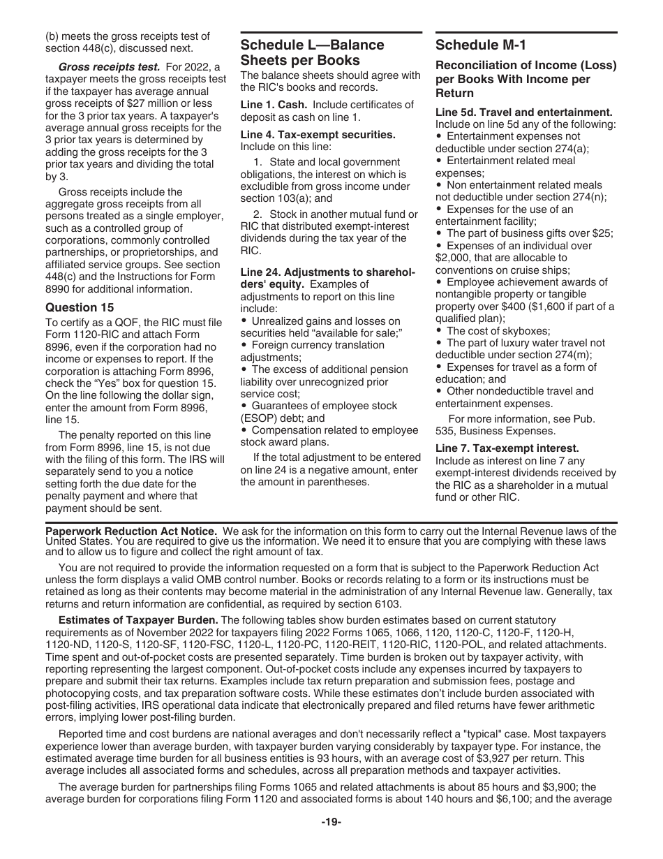 Instructions for IRS Form 1120-RIC U.S. Income Tax Return for Regulated Investment Companies, Page 19