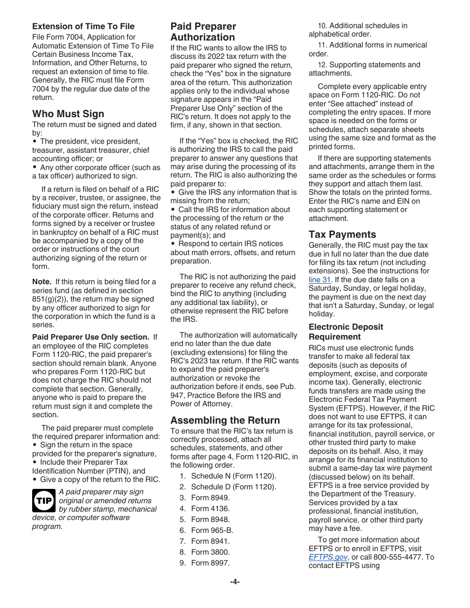 Instructions for IRS Form 1120-RIC U.S. Income Tax Return for Regulated Investment Companies, Page 4