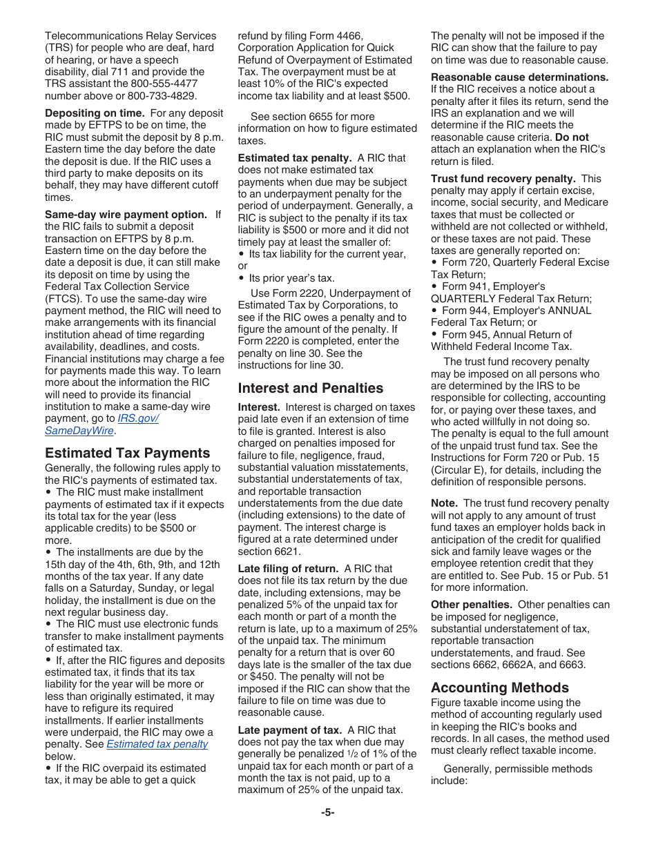 Instructions for IRS Form 1120-RIC U.S. Income Tax Return for Regulated Investment Companies, Page 5
