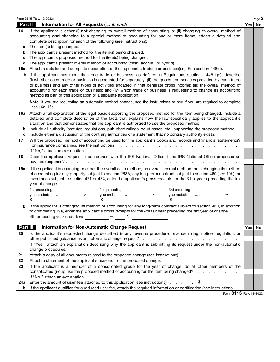 IRS Form 3115 Application for Change in Accounting Method, Page 3