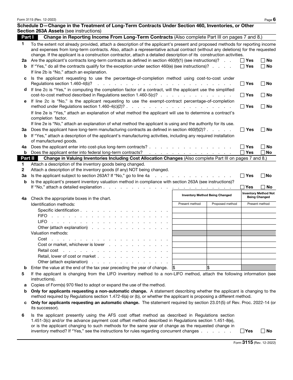IRS Form 3115 Application for Change in Accounting Method, Page 6