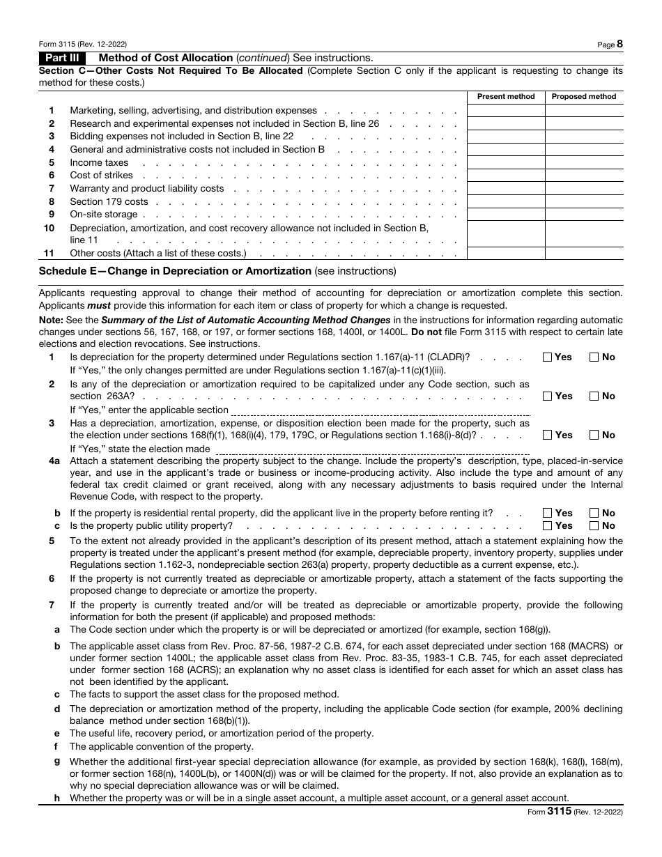 IRS Form 3115 Application for Change in Accounting Method, Page 8