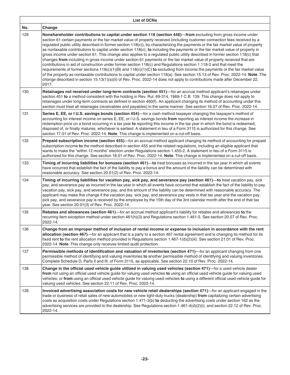 Instructions for IRS Form 3115 Application for Change in Accounting Method, Page 23