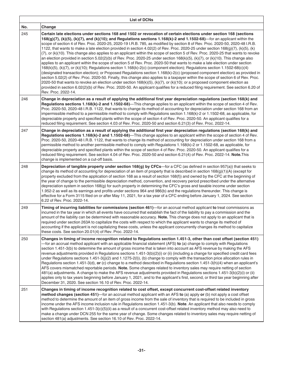 Instructions for IRS Form 3115 Application for Change in Accounting Method, Page 31