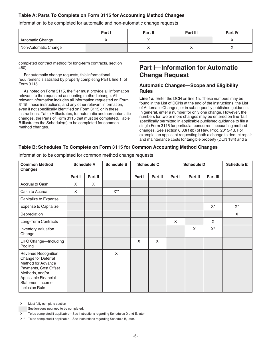 Instructions for IRS Form 3115 Application for Change in Accounting Method, Page 5