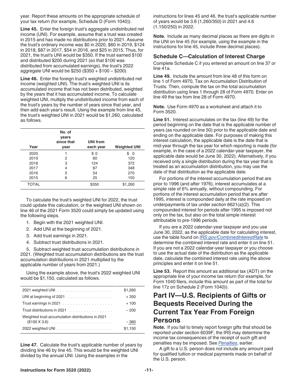 Instructions for IRS Form 3520 Annual Return to Report Transactions With Foreign Trusts and Receipt of Certain Foreign Gifts, Page 11