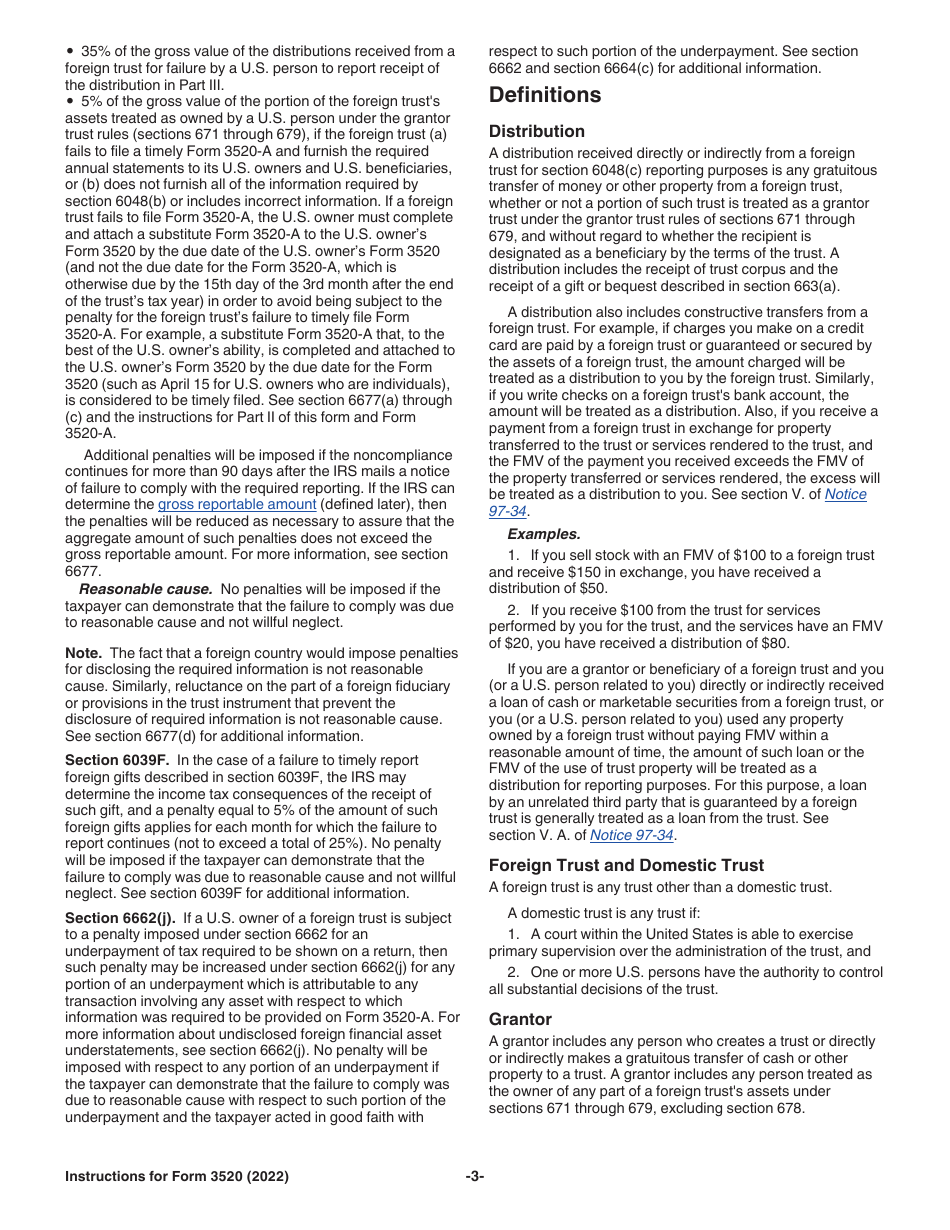 Instructions for IRS Form 3520 Annual Return to Report Transactions With Foreign Trusts and Receipt of Certain Foreign Gifts, Page 3