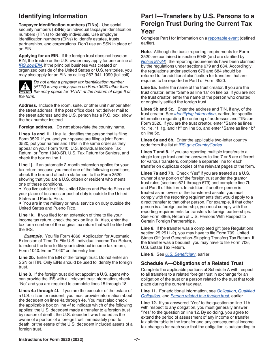 Instructions for IRS Form 3520 Annual Return to Report Transactions With Foreign Trusts and Receipt of Certain Foreign Gifts, Page 7
