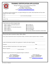 Document preview: Form BFS-205 Training Certification Application - Michigan