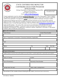 Document preview: Form BFS-998 State Certified Fire Inspector Continuing Education Program Application - Michigan