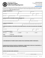 Document preview: Outpatient Surgery - Patient Death Reporting Form - California