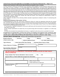 Form 07A-106 Armed Forces Personnel Application for Exemption From Payment of Renewal Fee - California, Page 2