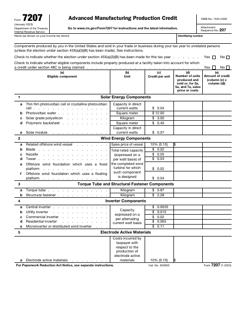 IRS Form 7207  Printable Pdf