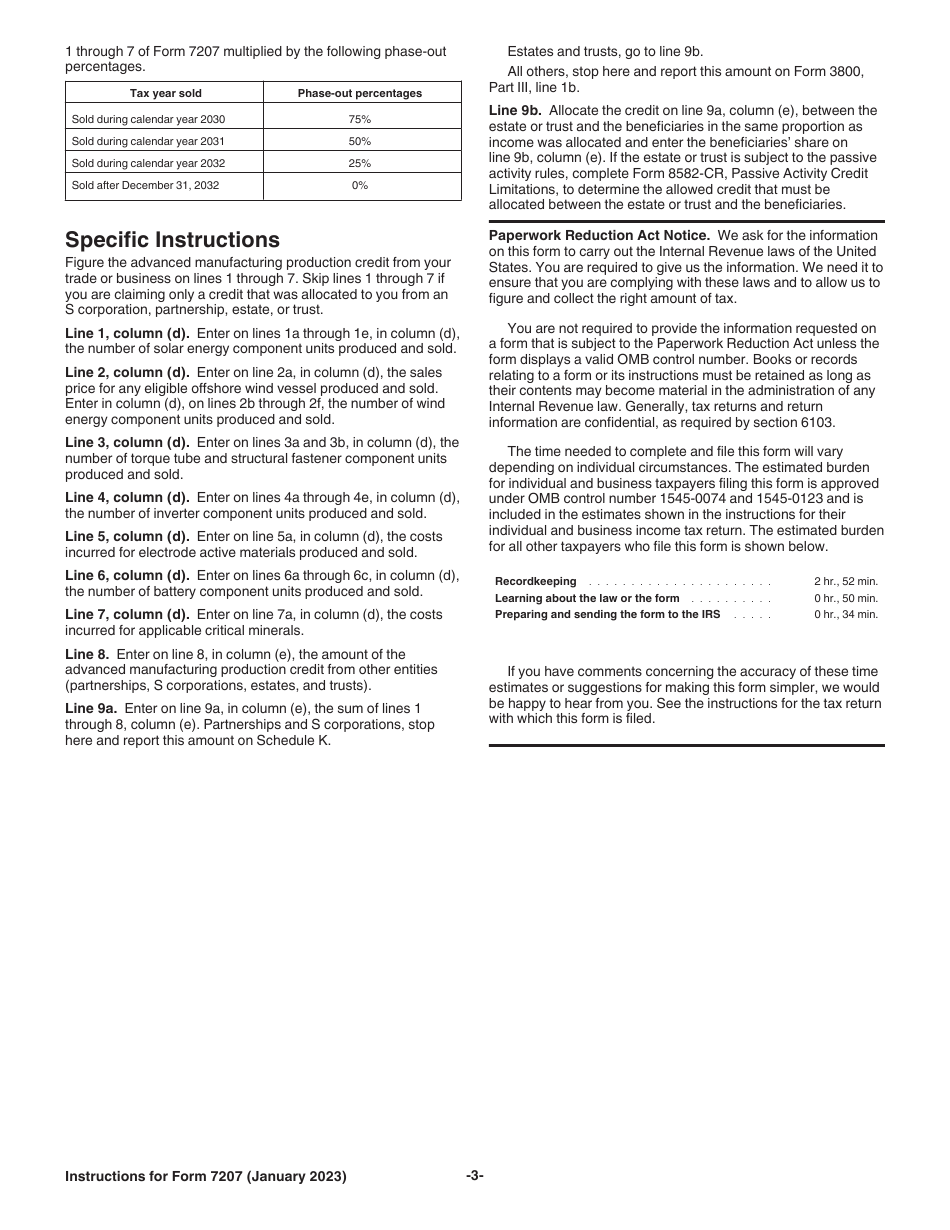 Instructions for IRS Form 7207 Advanced Manufacturing Production Credit, Page 3
