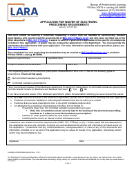 Document preview: Form LARA/BPL-EPRESCRIBEWAIVER Application for Waiver of Electronic Prescribing Requirements - Michigan